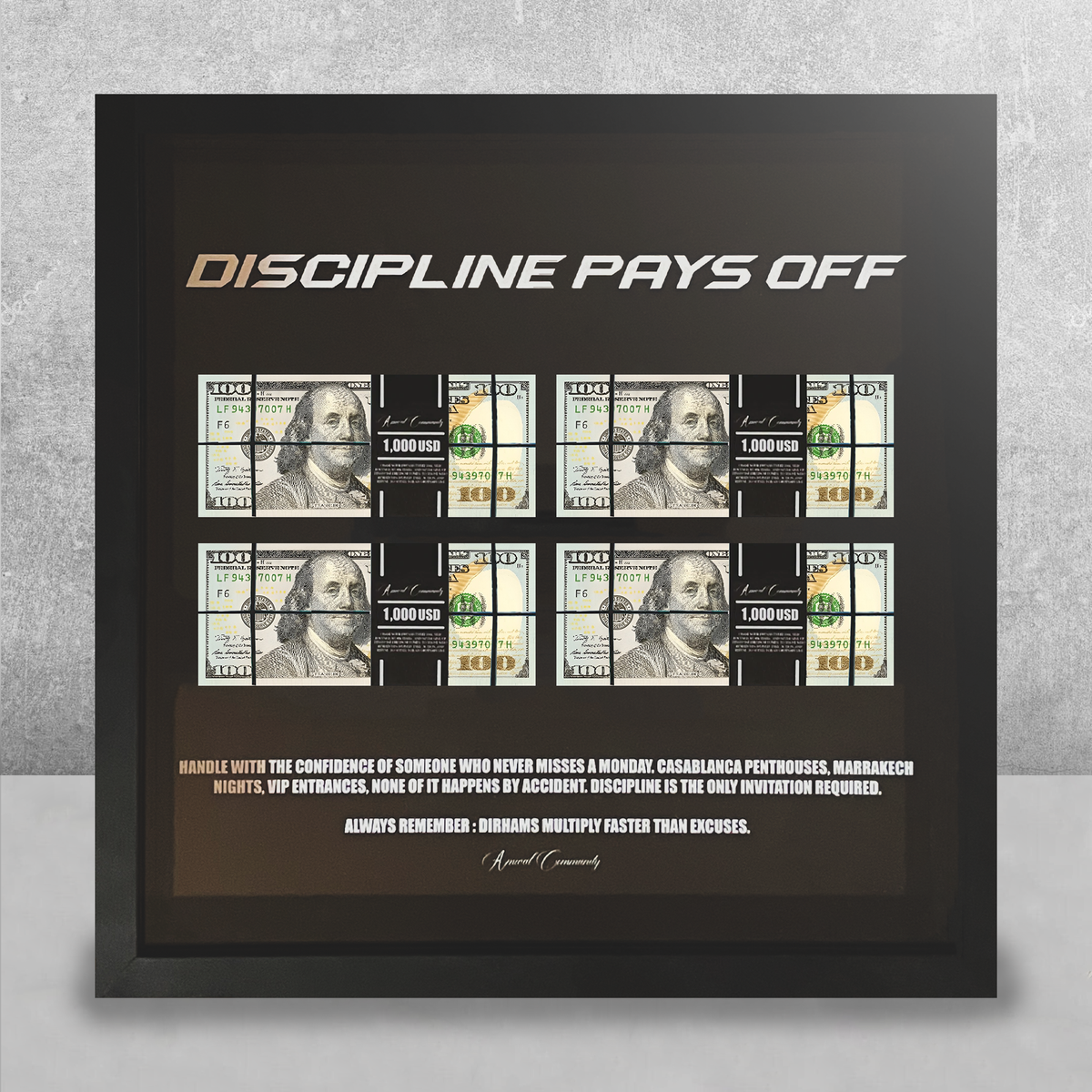 Discipline Pays Off USD Œuvre d’art